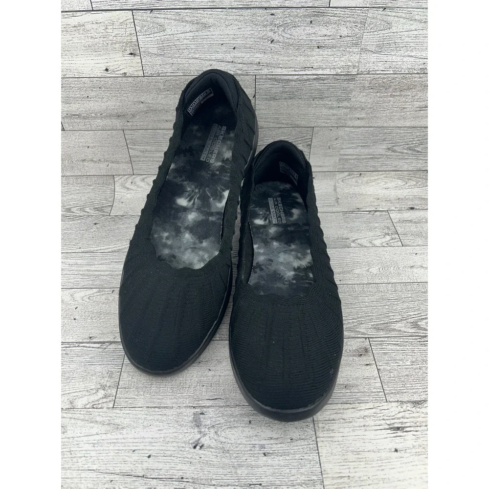 Skechers On-The-Go Ballet Flats Black Air Cooled Goga Mat Comfort‎ Shoes Sz 7.5
